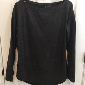 Long Sleeve Leather-Like Black Shirt